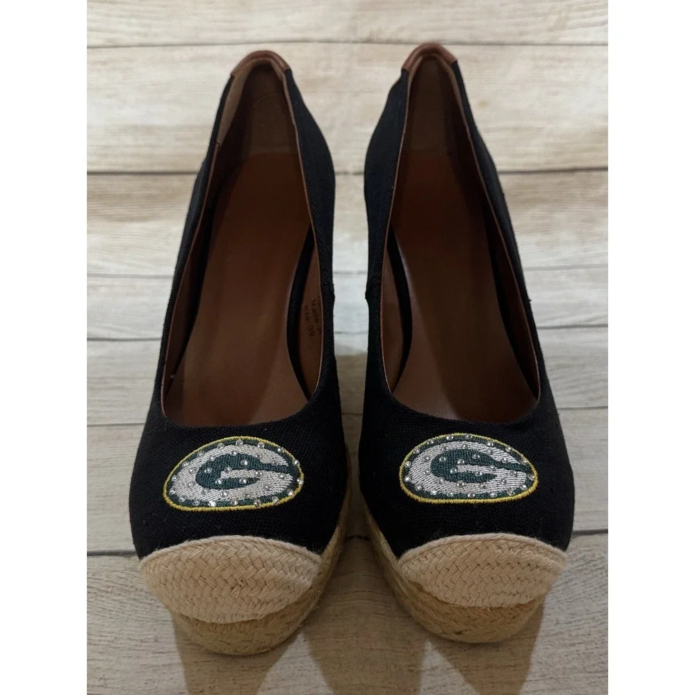 NEW Official NFL Groupie Sandal Green Bay Packers #F20127 Wedge Heels Shoes Sz 9